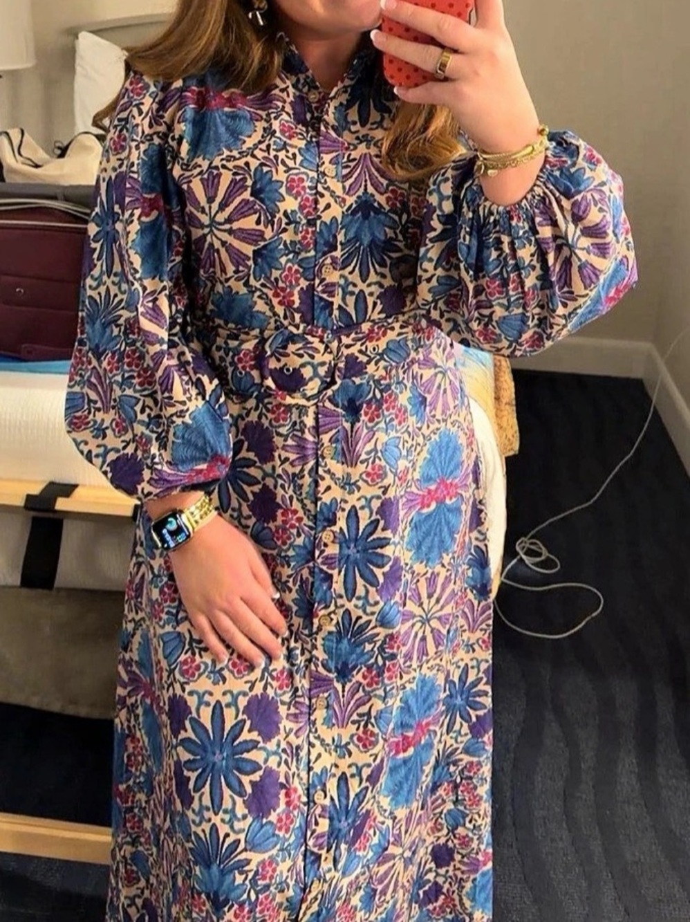 Floral Maxi Dress in Blue & Pink Like New